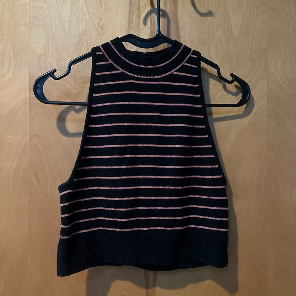 Victoria's Secret black and pink striped crop top